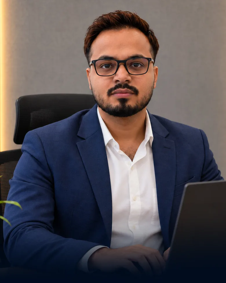 Akashjot Singh, founder of RankPrimora, at his desk